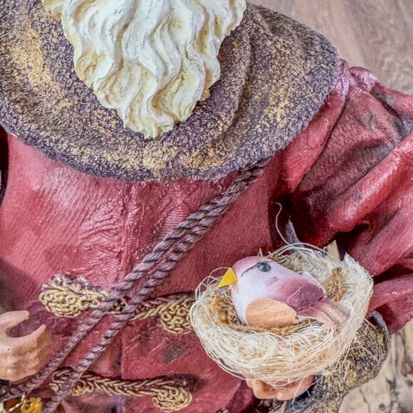 Old World Clothtique Woodland Santa Claus w Nest, TreeTop/Tabletop Holiday-18”H - Picture 3 of 10